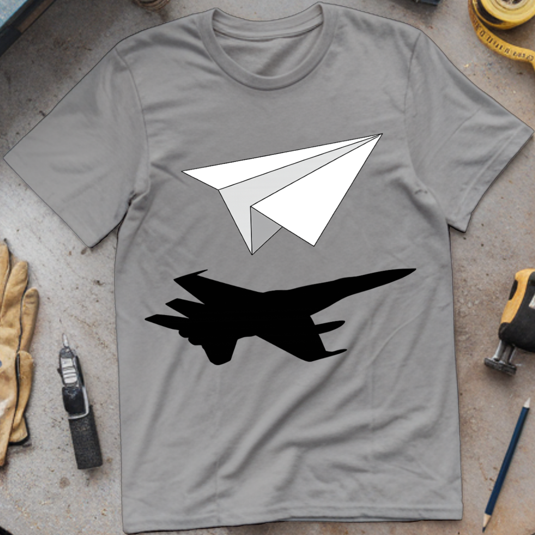 Paper Airplane with Fighter Jet Shadow