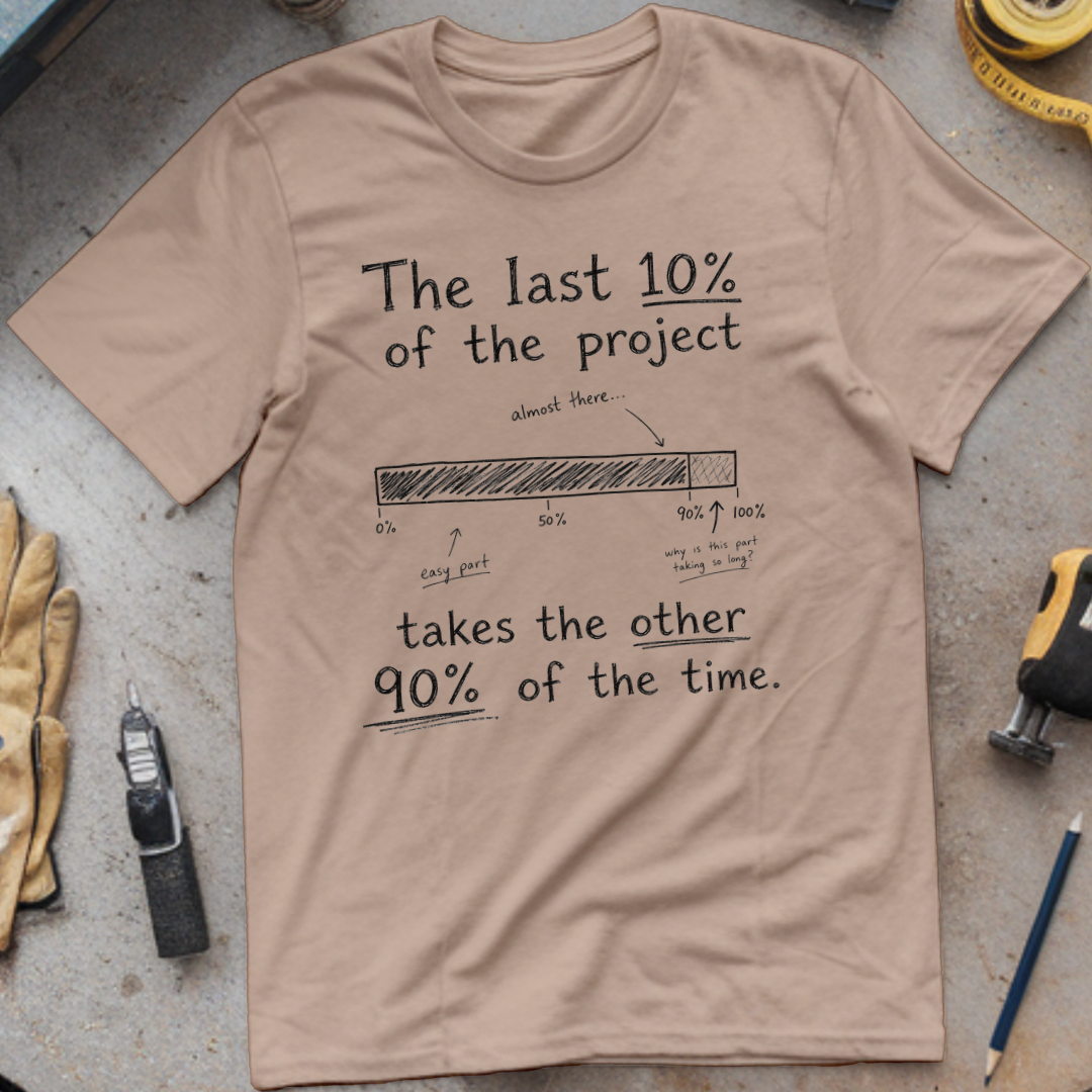 The Last 10% of the Project Takes the Other 90% of the Time T-shirt