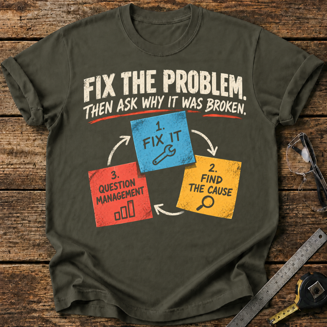 Fix the Problem. Then Ask Why It Was Broken T-shirt