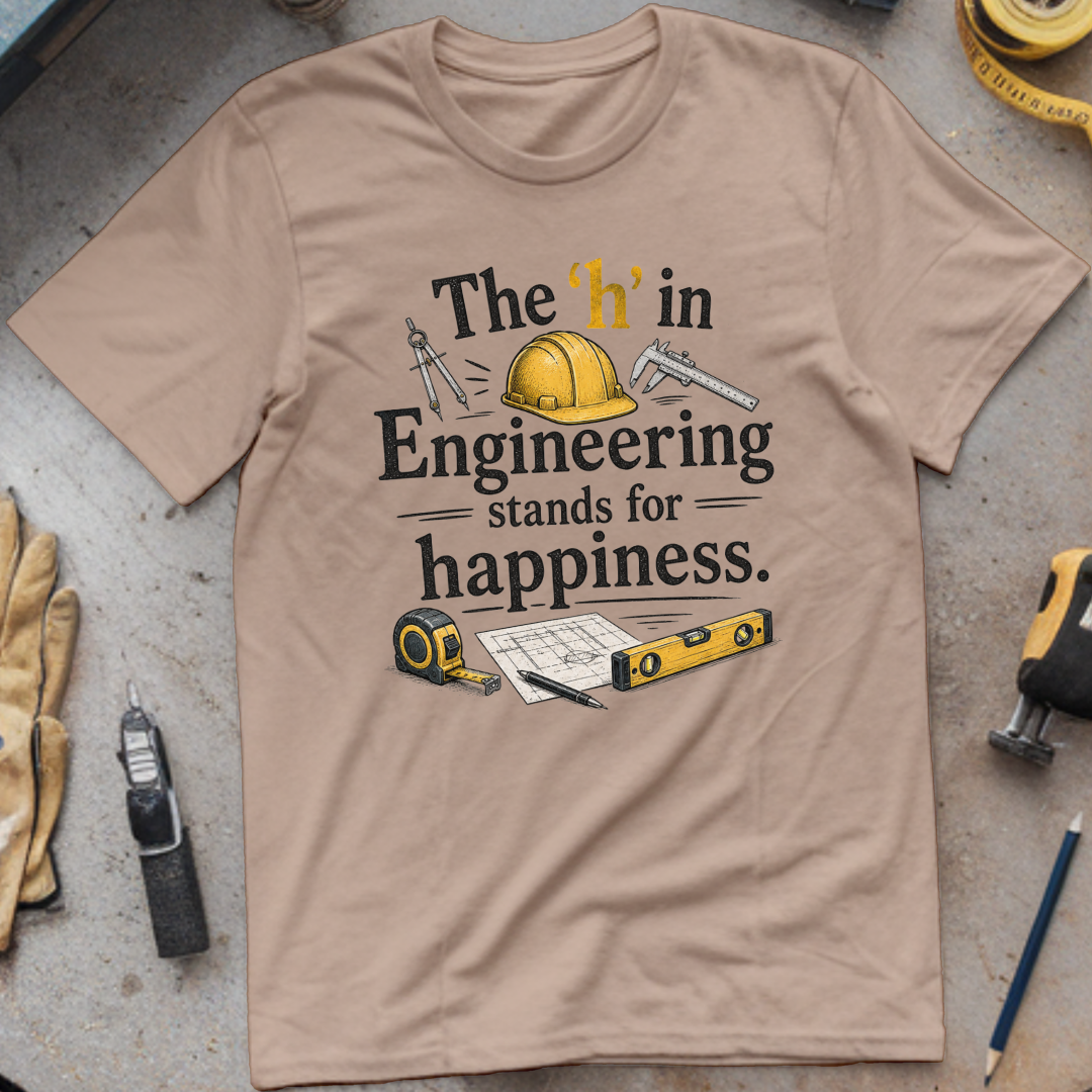The 'h' in Engineering Stands for Happiness T-shirt