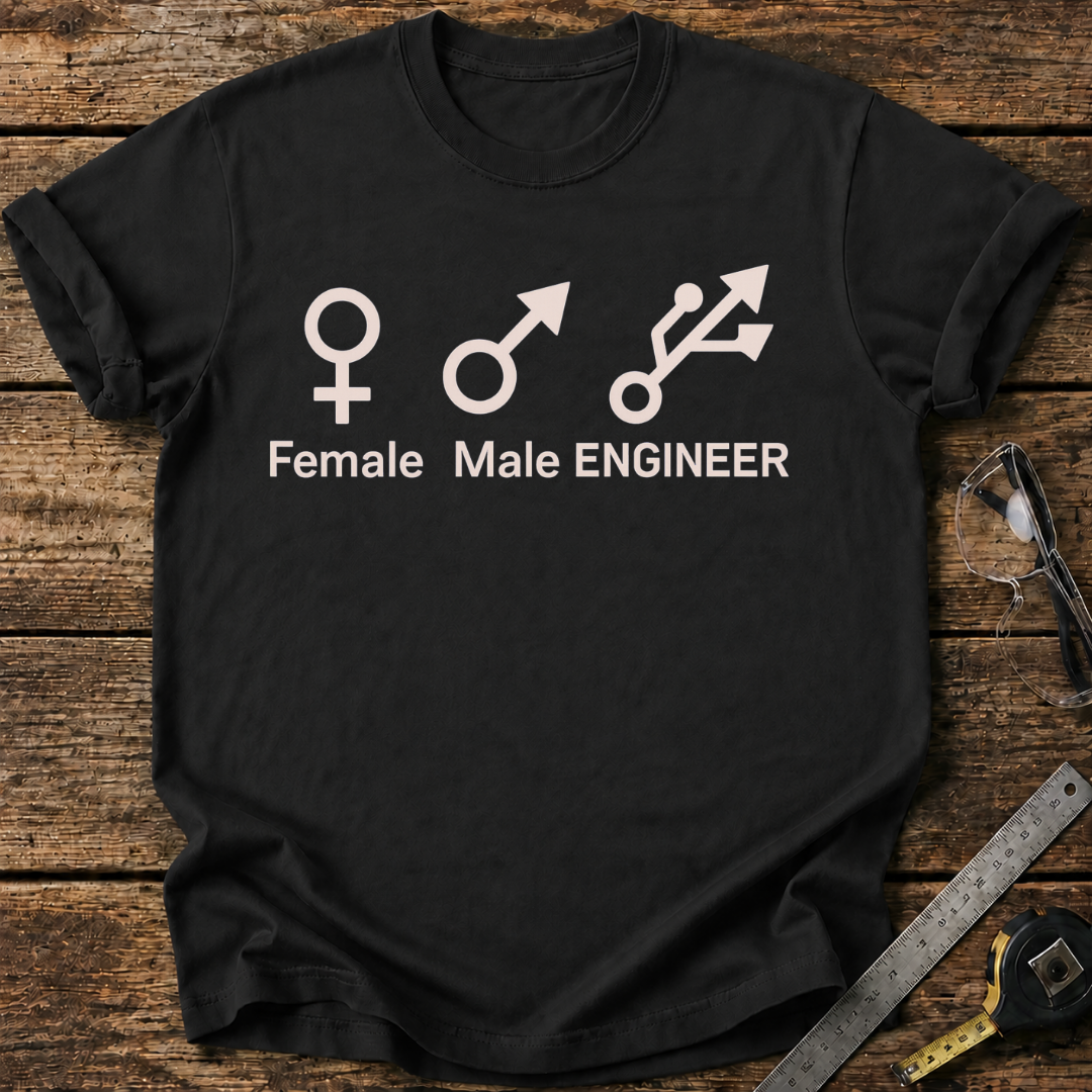Male. Female. Engineer. T-shirt