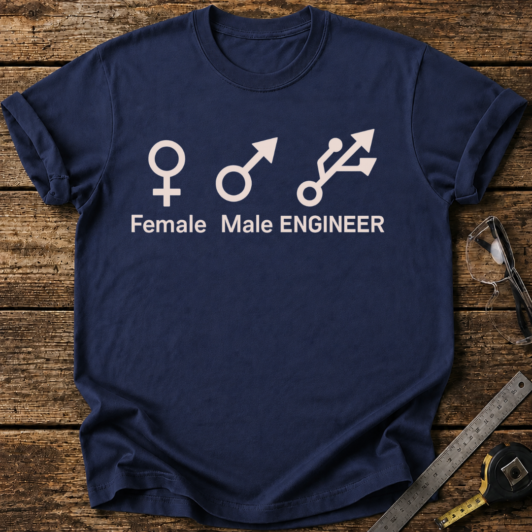 Male. Female. Engineer. T-shirt
